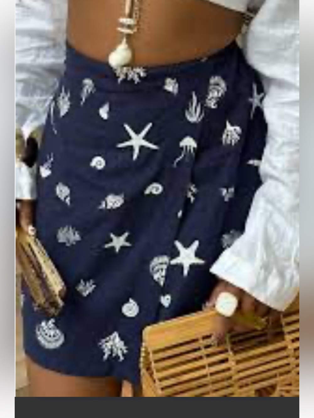 a new day Navy Blue Skort with White Sea Life Print